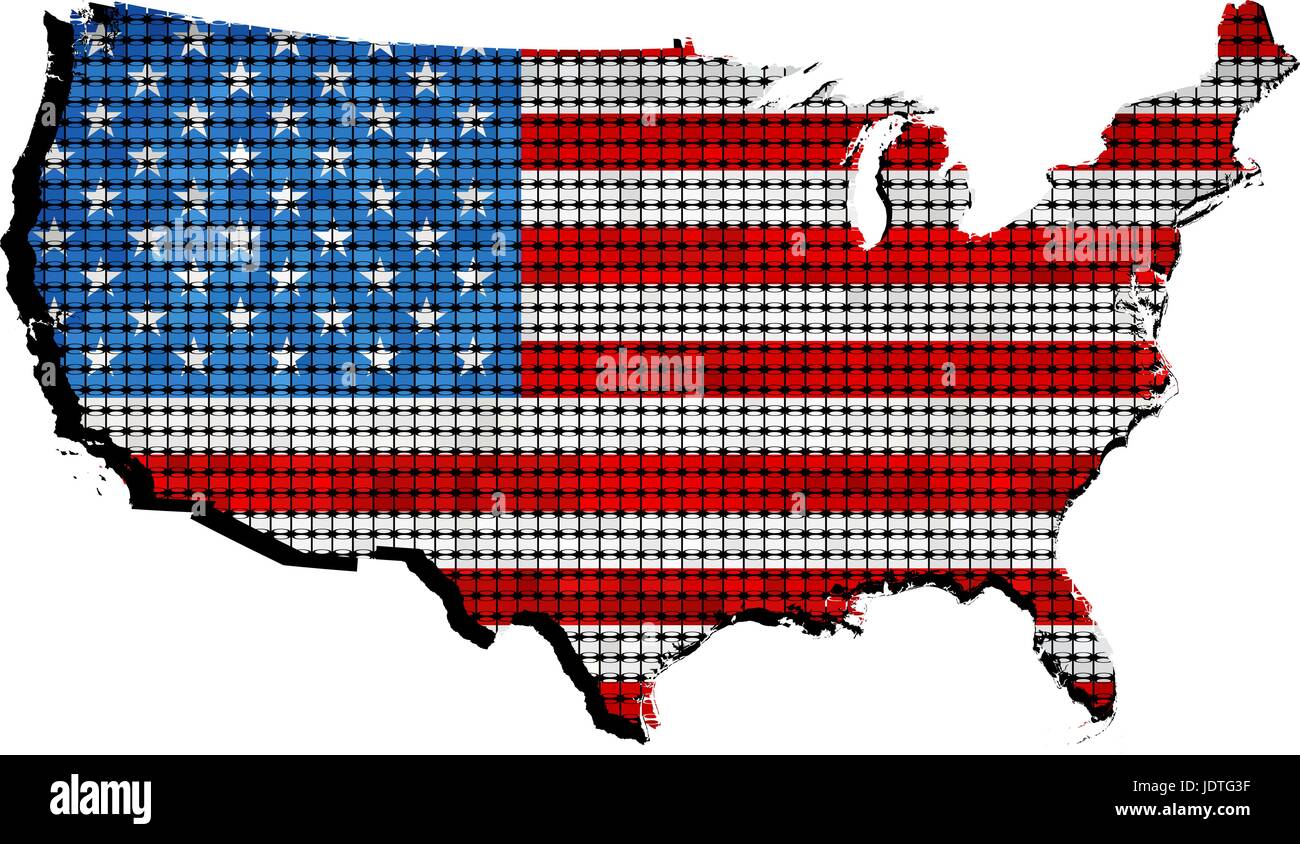 Usa grunge map with flag inside illustration Stock Vector Images - Alamy