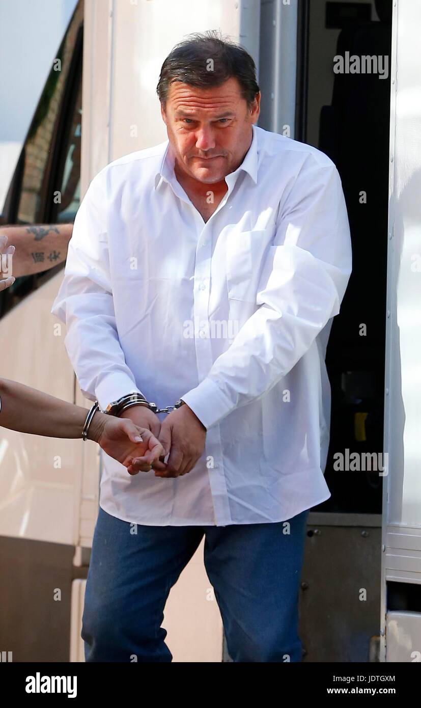 Robert Trigg arrives at Lewes Crown Court during his trial. Trigg is being tried for the murder of Susan Nicholson in April 2011 and the manslaughter of Caroline Devlin in March 2006. June 21, 2017. James Boardman / Telephoto Images Stock Photo