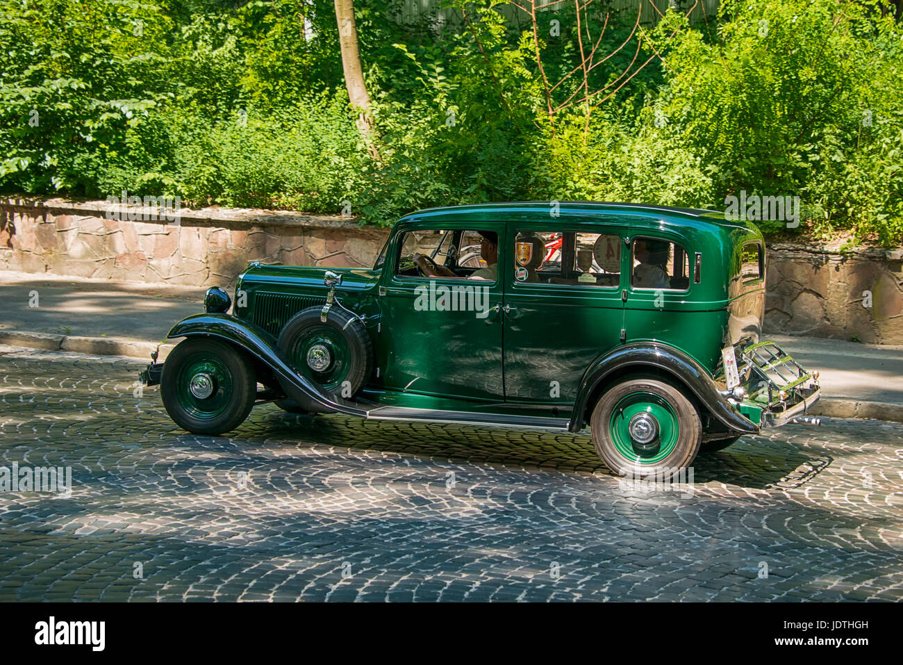 Lviv, Ukraine - June 4, 2017:Old retro car Fiat 518 taking participation in race Leopolis grand prix 2017, Ukraine. Stock Photo