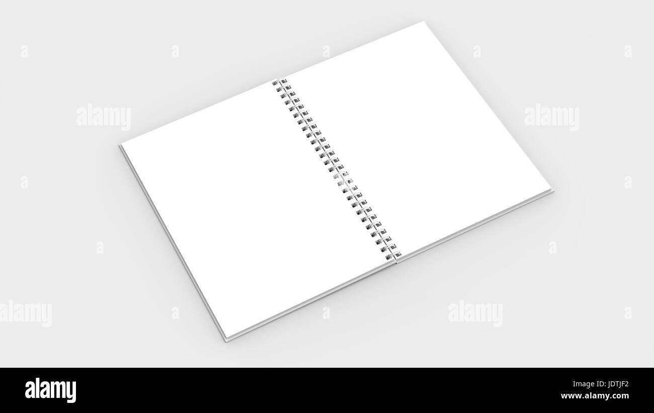 Spiral binder notebook mock up isolated on soft gray background. 3D