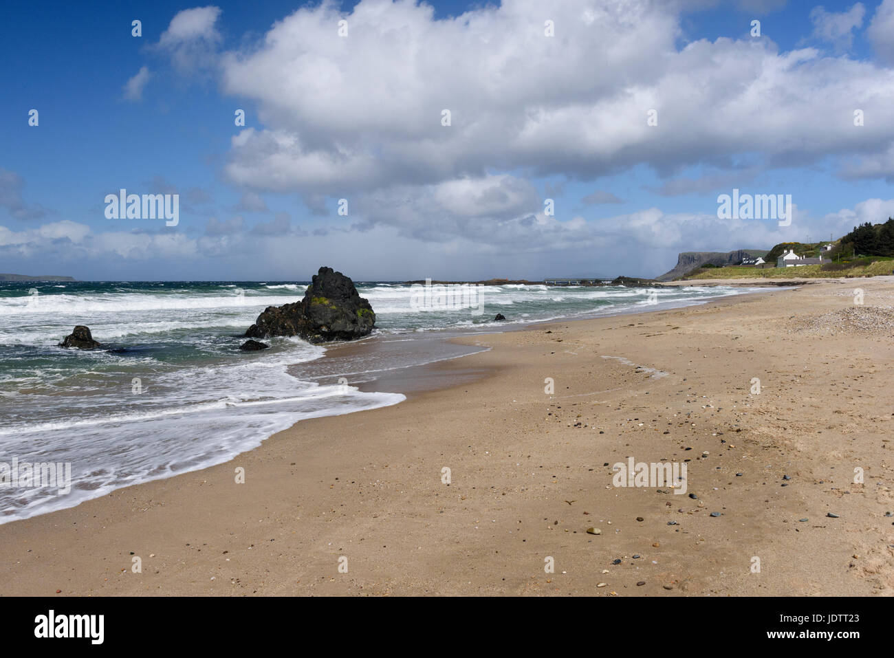 Ballycastle Beach and Fairhead on the coast of County Antrim Northern Ireland Stock Photo