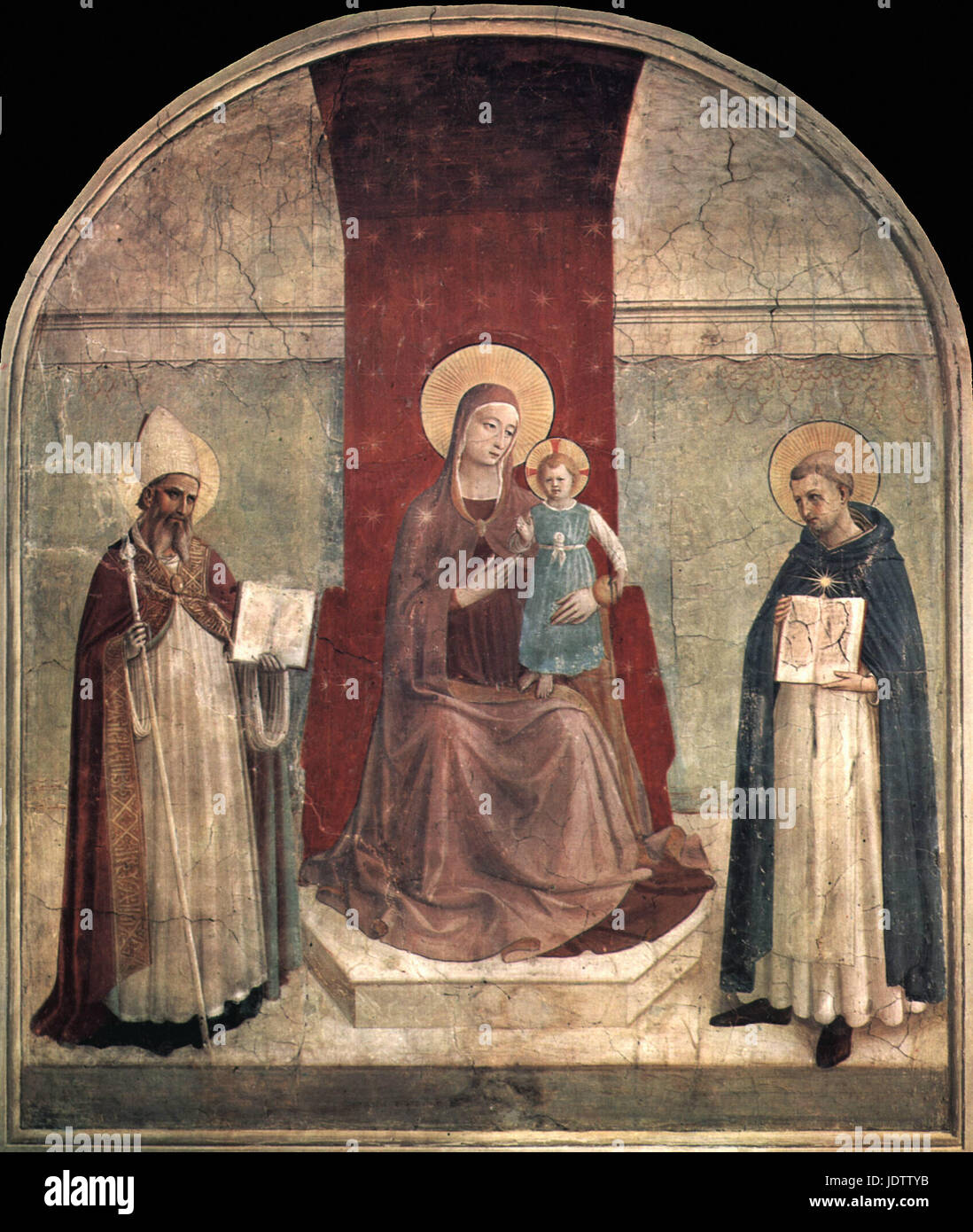 Fra Angelico  - Madonna con Bambino, Santo Vescovo, San Domenico Stock Photo