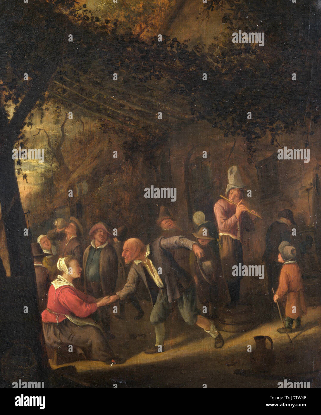 Jan Steen -  Peasants merry-making outside an Inn   1645 Stock Photo