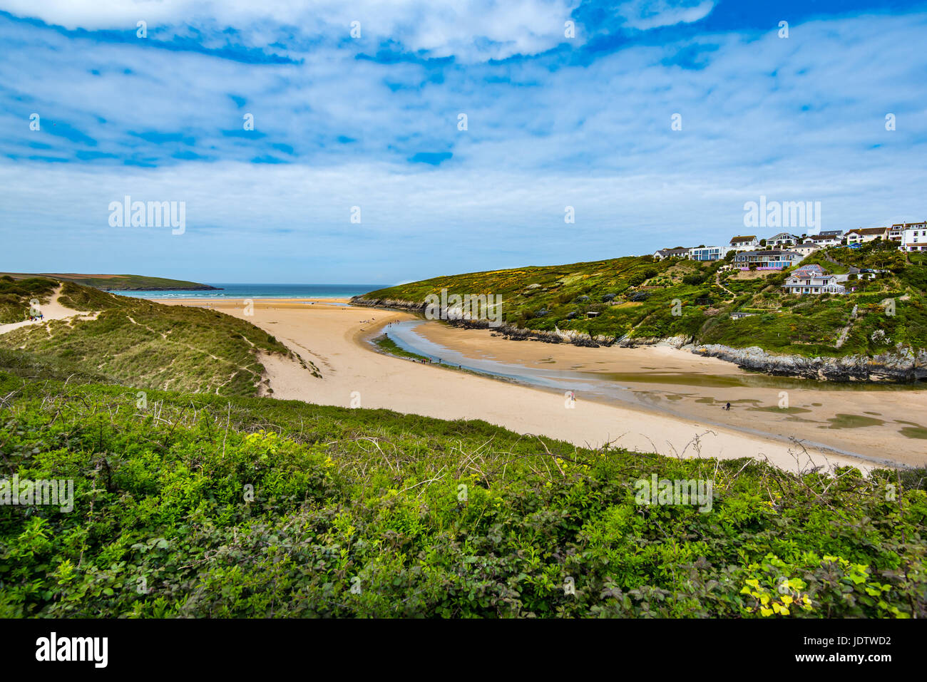 The Gannel Estuary and Pentire Point East, Newquay, Cornwall, UK. Stock Photo