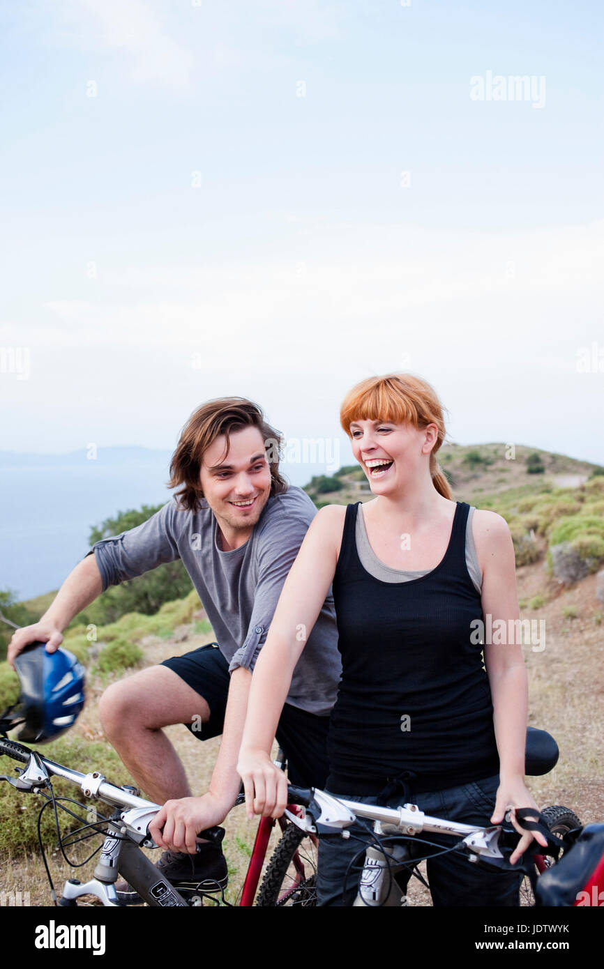Couple on bike tour Stock Photo