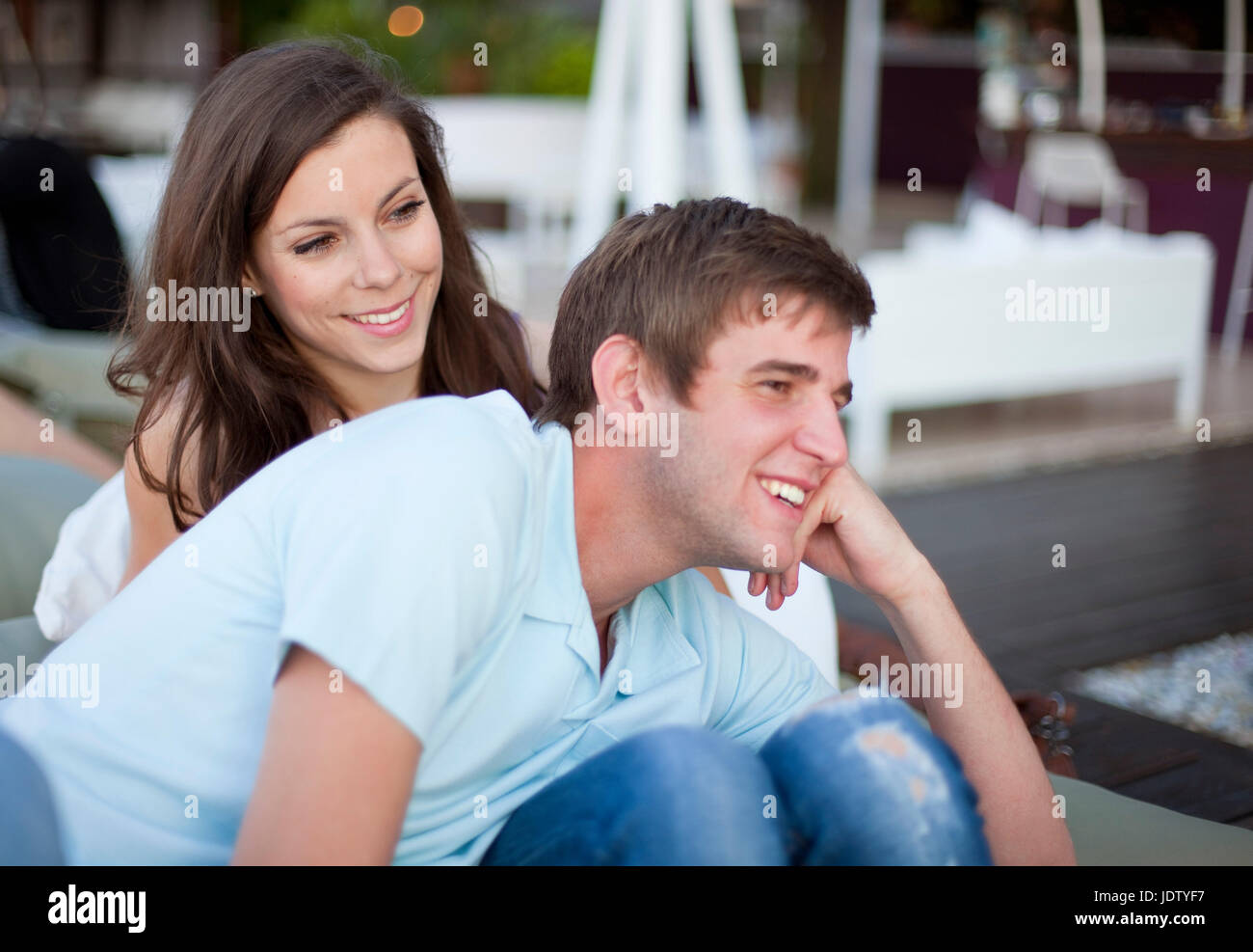 Smiling couple relaxing together Stock Photo