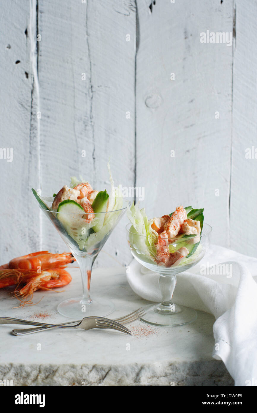 Prawn cocktail in glasses Stock Photo Alamy