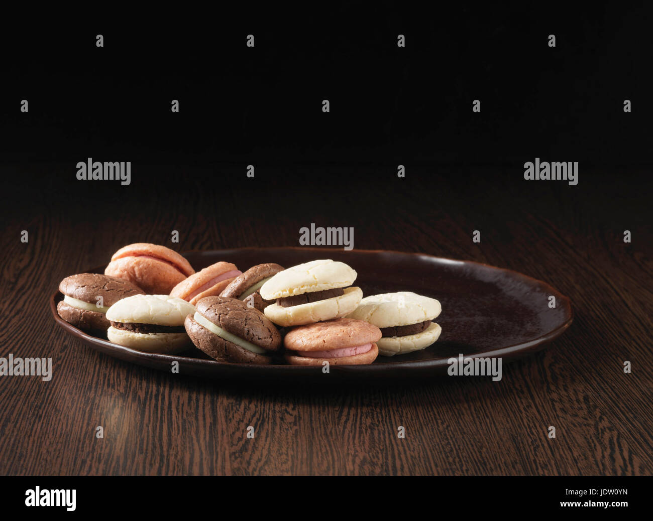 Plate of macaroon cookies Stock Photo