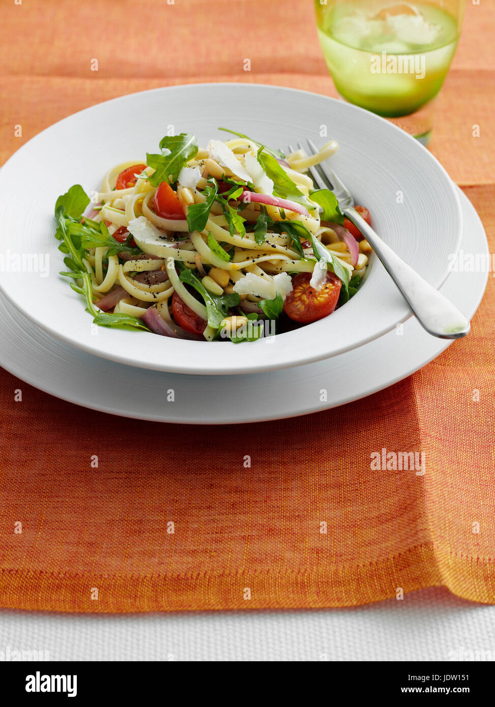 Bowl of pasta with vegetables Stock Photo