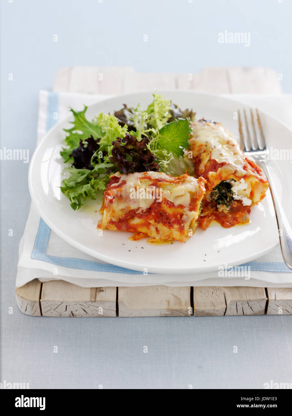 Dish of baked cannelloni Stock Photo