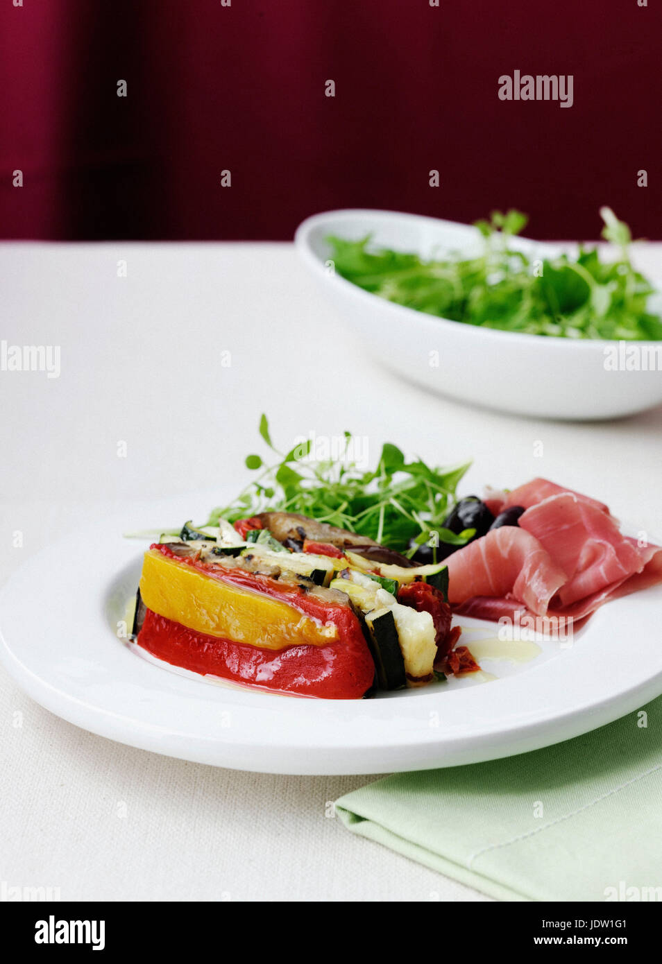 Plate of terrine and vegetables Stock Photo Alamy