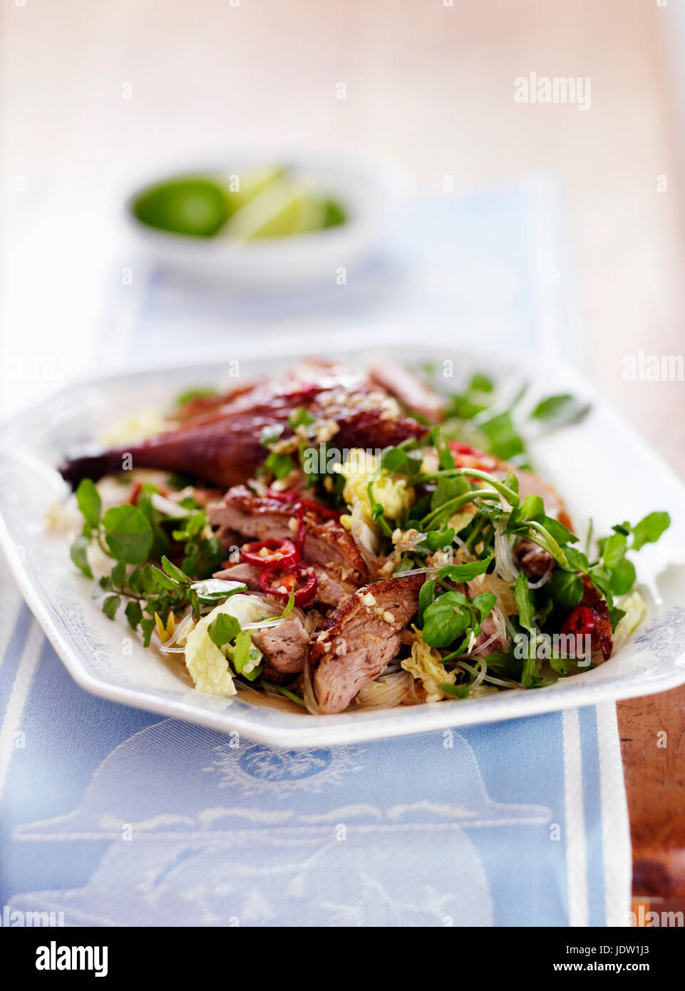 Plate of meat and salad Stock Photo
