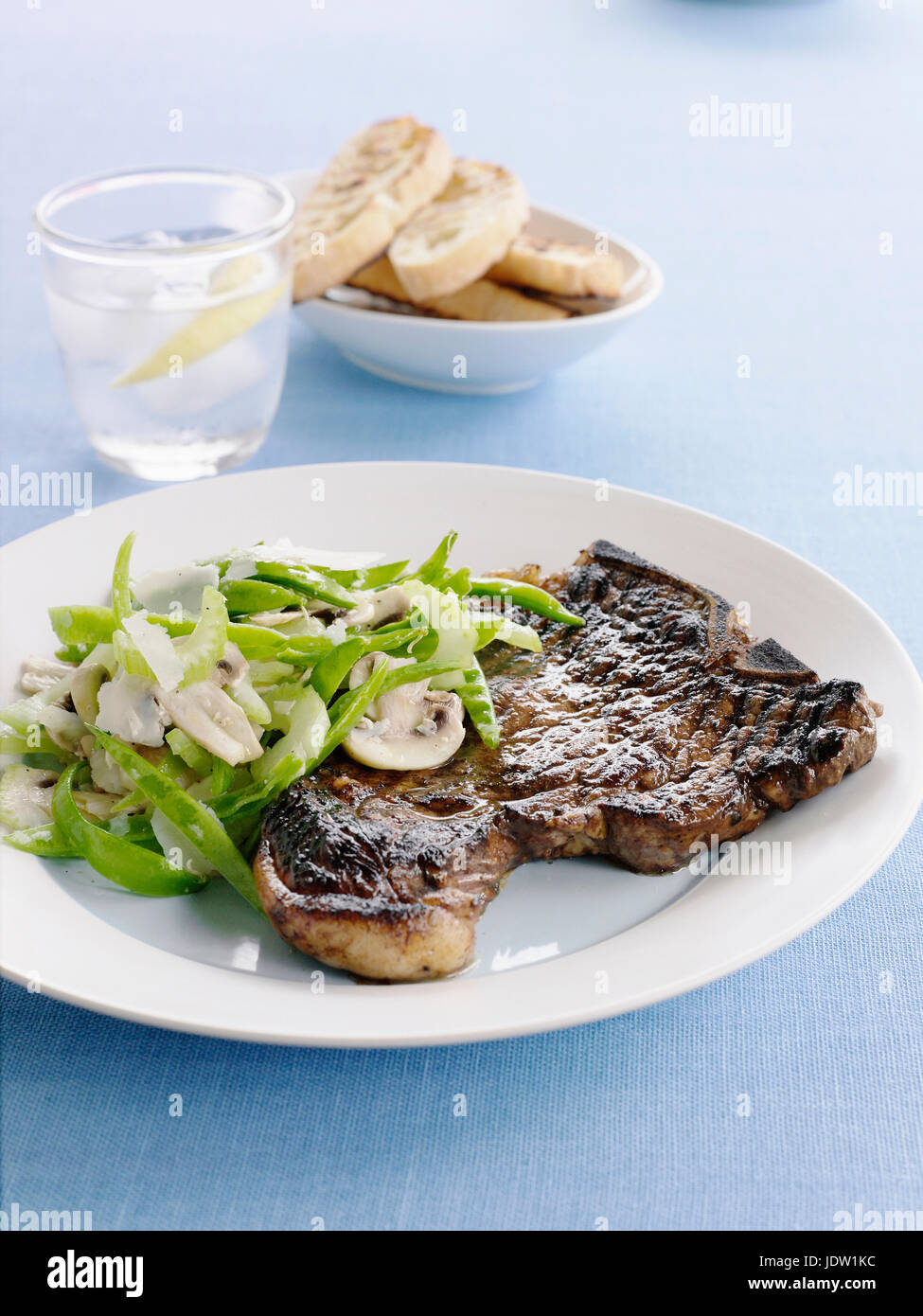 Plate of grilled meat with salad Stock Photo