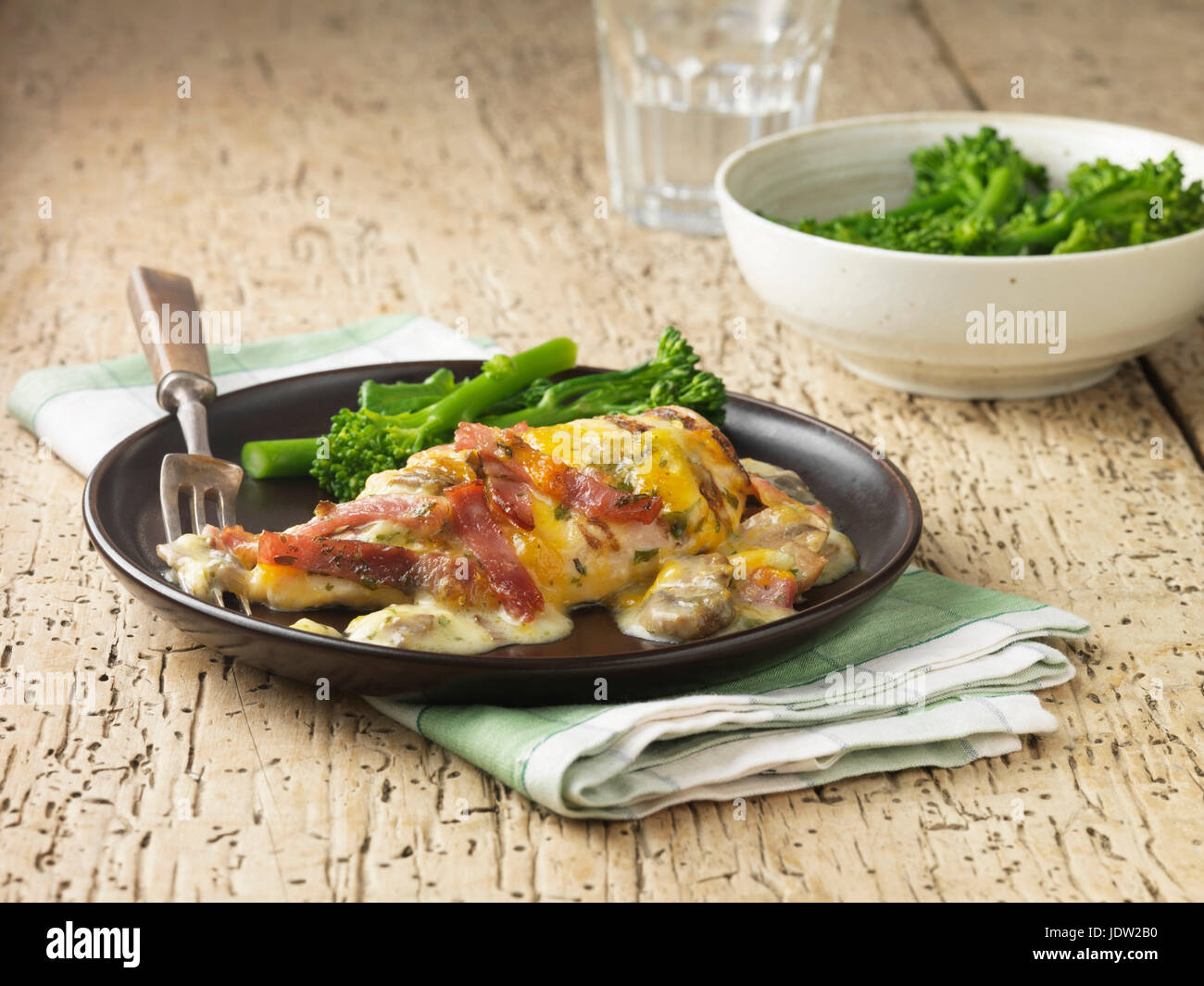 Chicken with cheese and broccoli Stock Photo