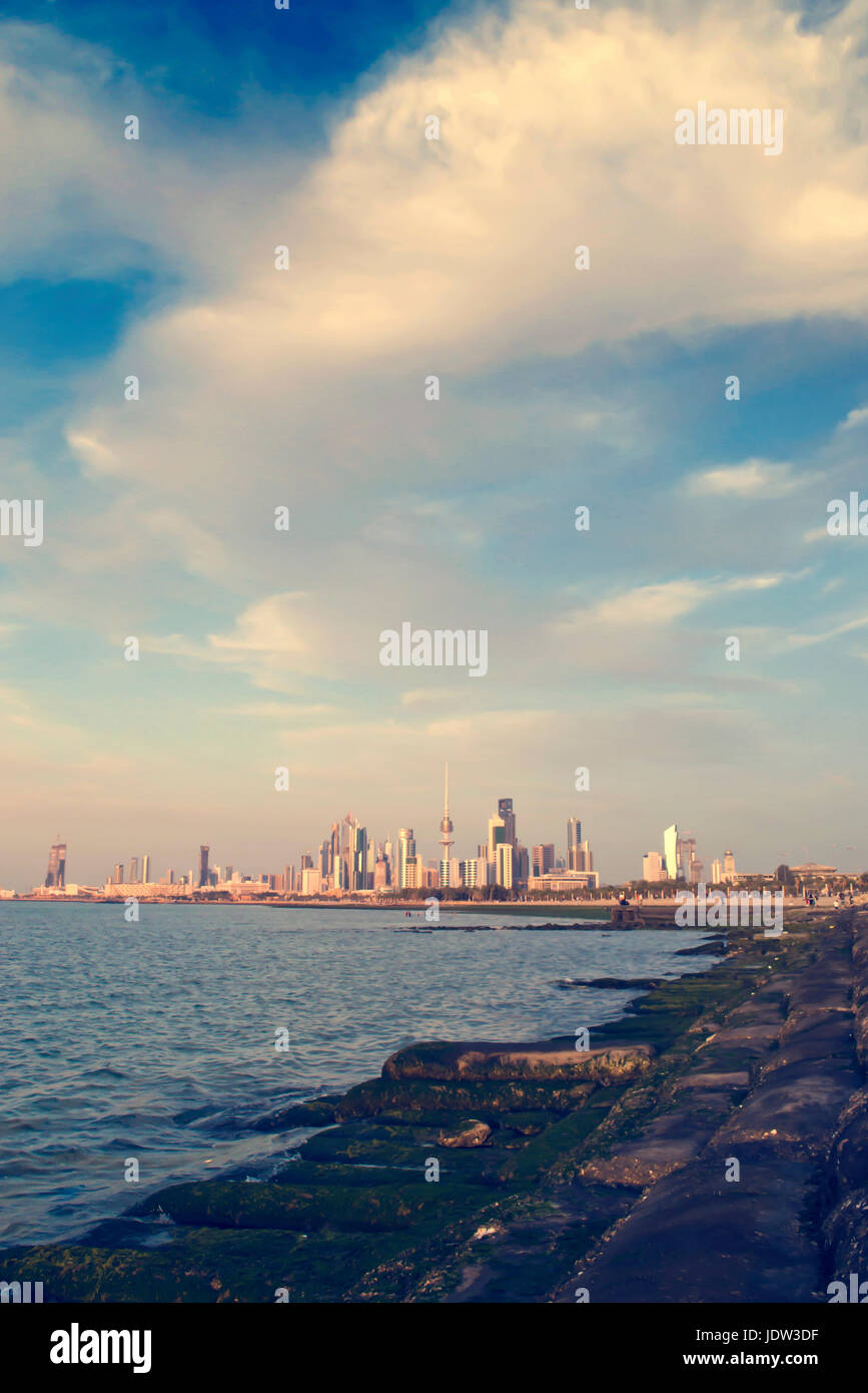 Kuwait City skyline and water Stock Photo