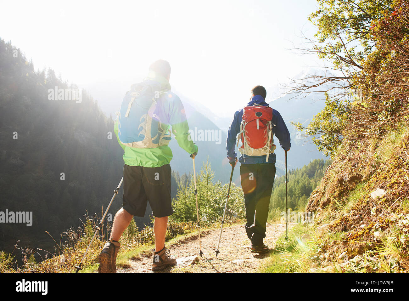 Two men hiking, Chamonix, Haute Savoie, France Stock Photo