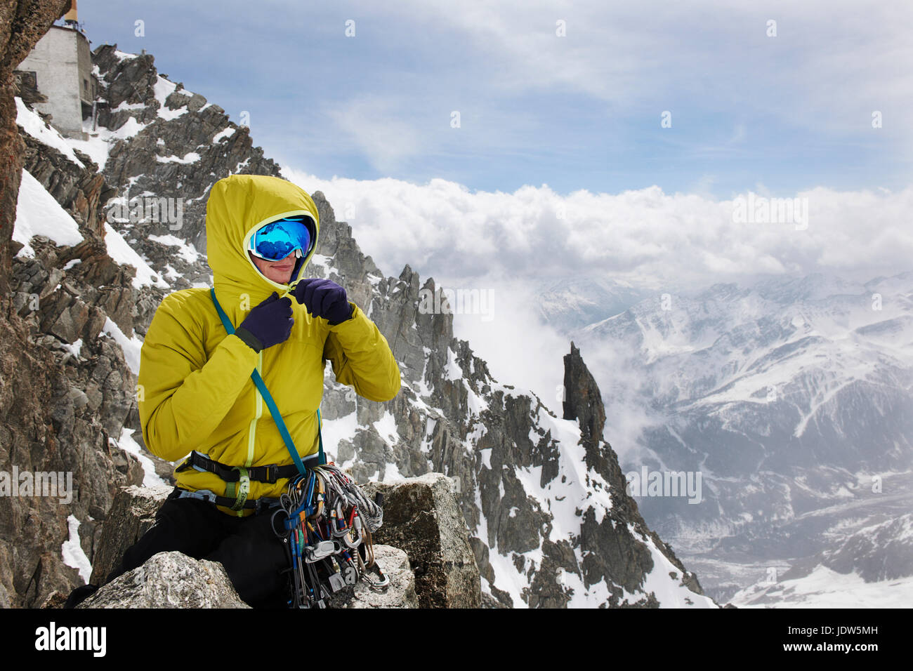 Mid adult woman in mountains, Chamonix, France Stock Photo