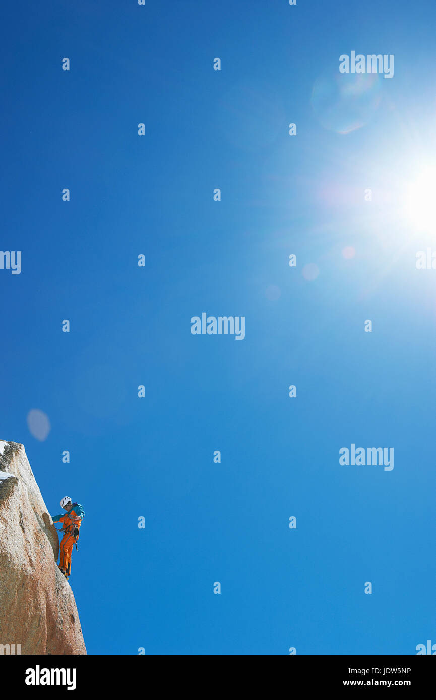 Man mountain climbing, Chamonix, France Stock Photo