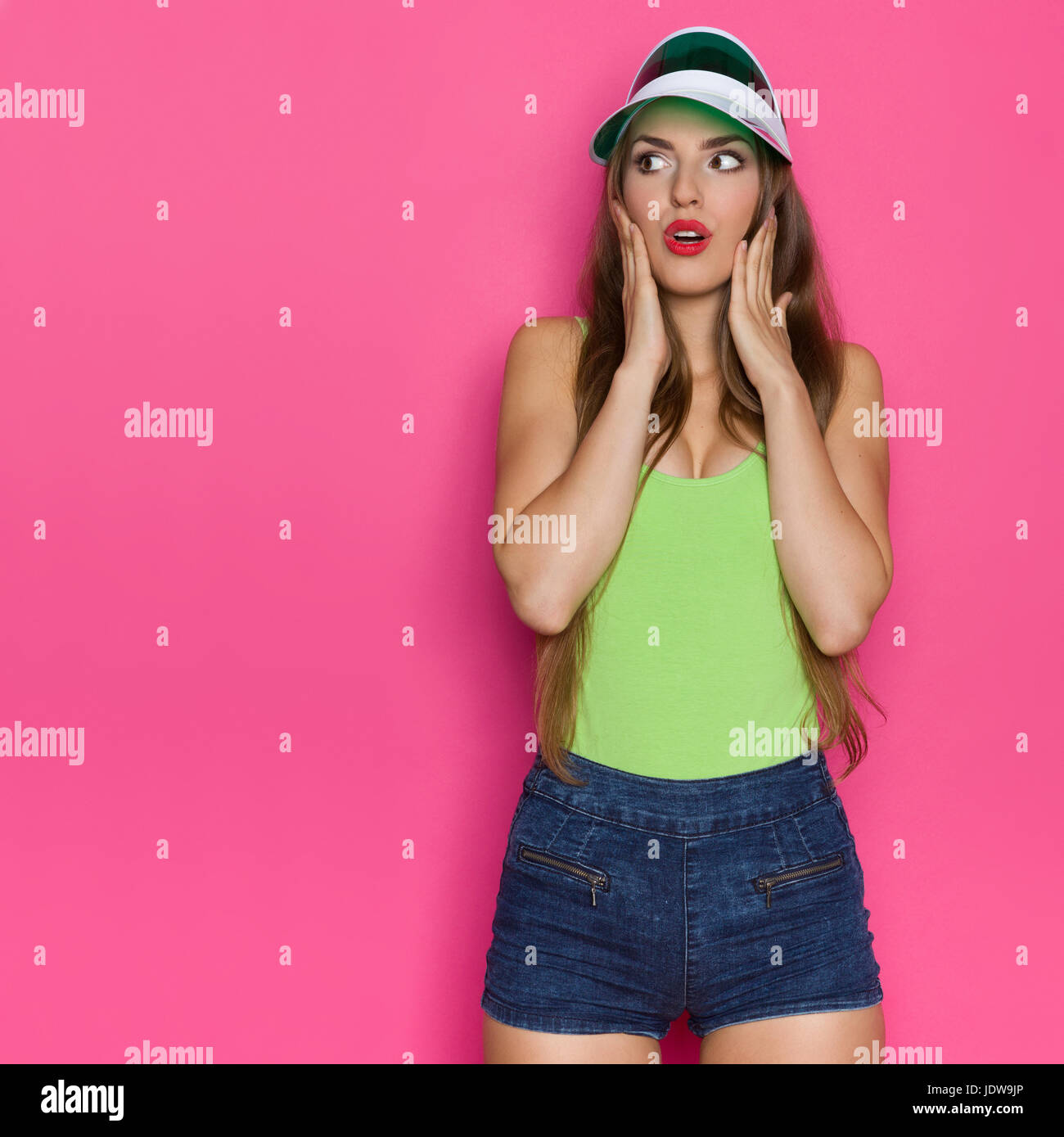 lime green jean shorts