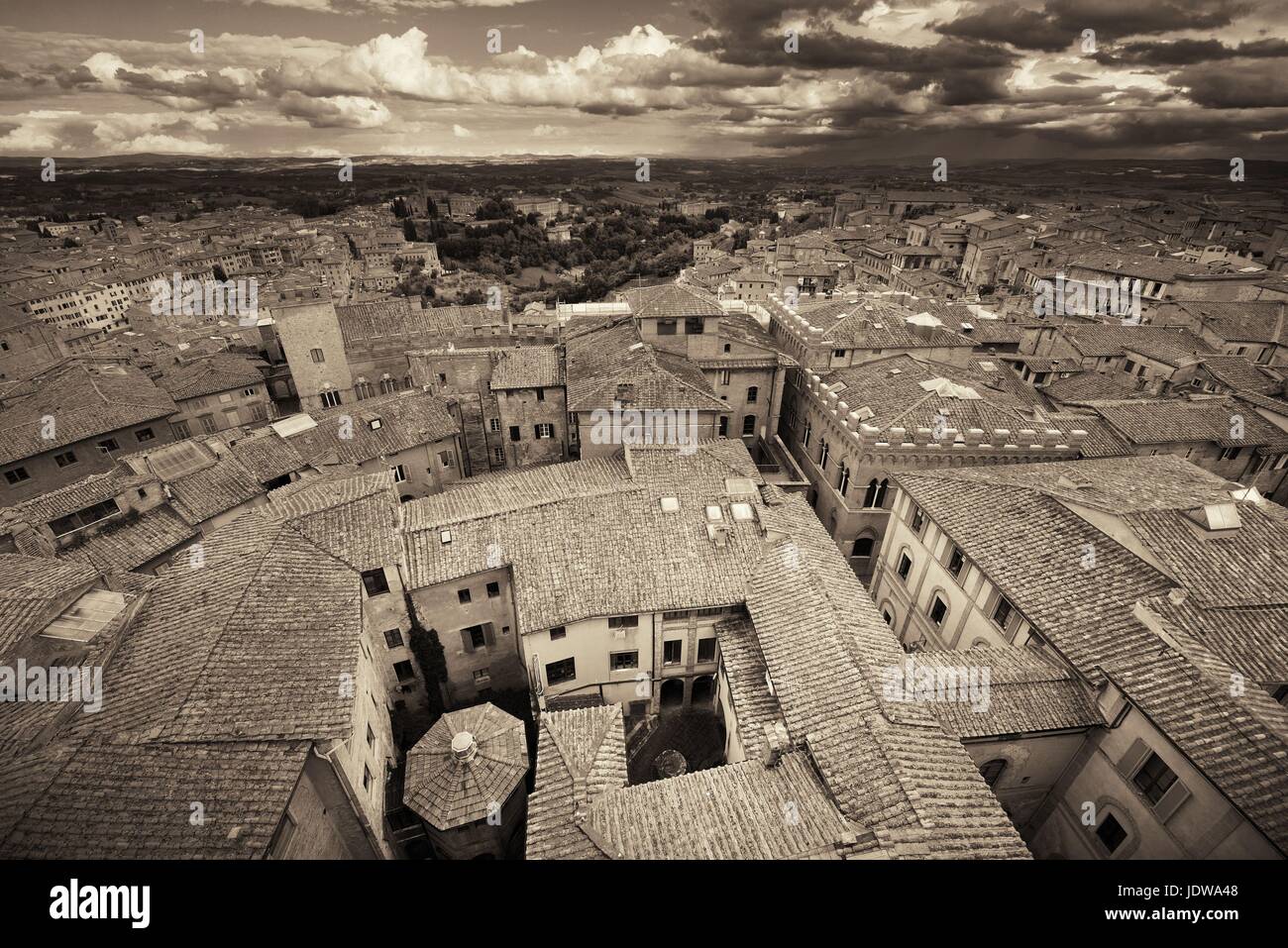 Medieval town Siena rooftop view with historic buildings in Italy Stock ...