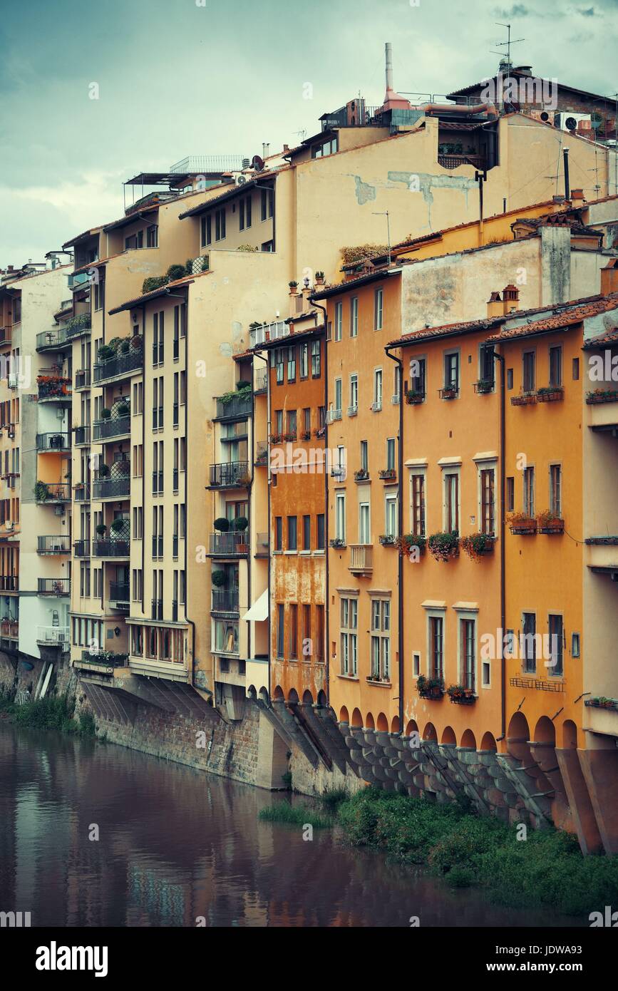Italian style old buildings along Arno River in Florence, Italy Stock ...