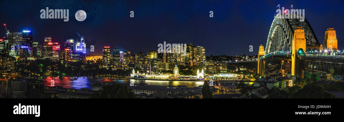 Sydney Night Skyline Stock Photo