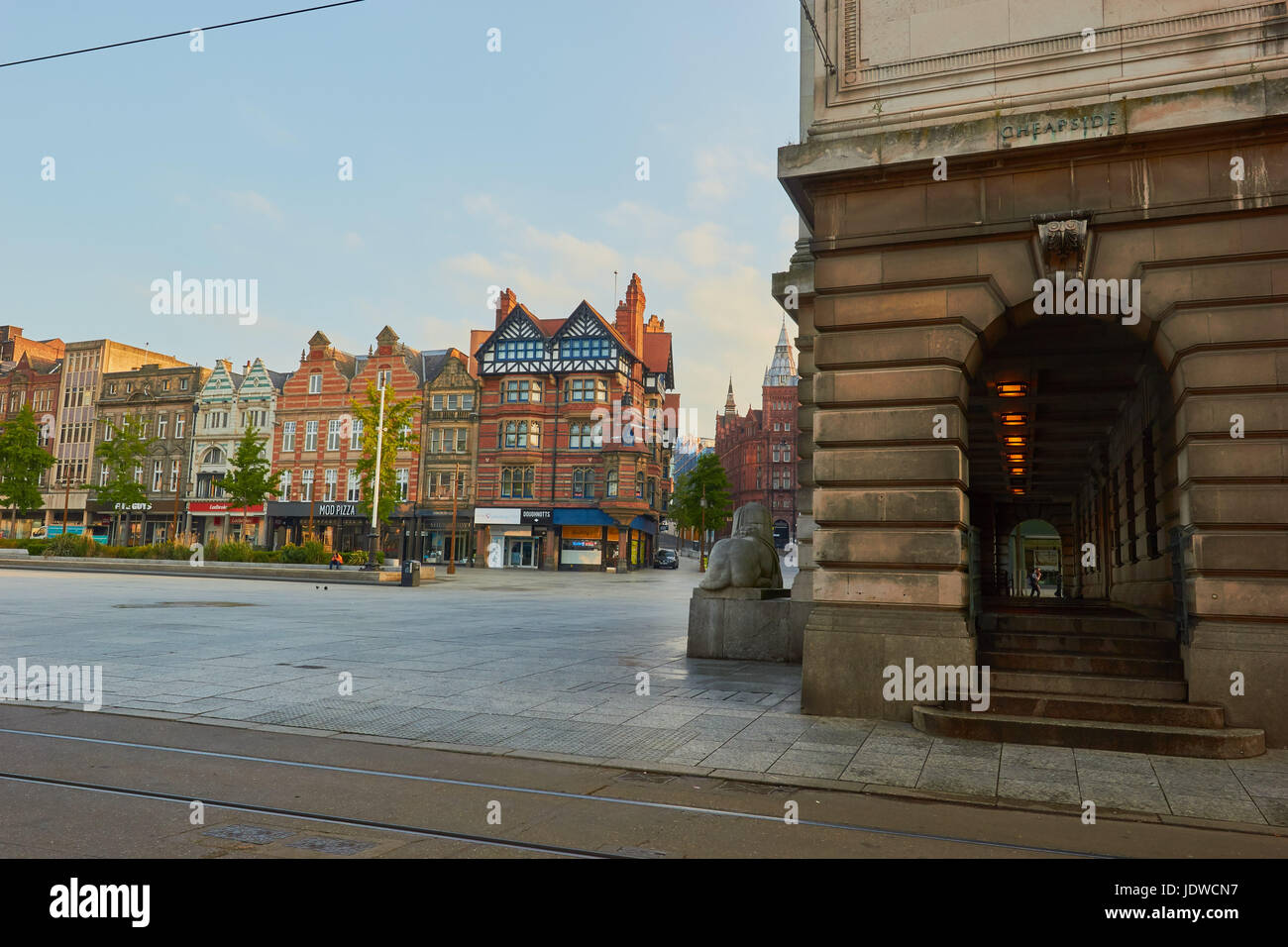 Old Market Square with the Council House at dawn, Nottingham, Nottinghamshire, east Midlands, England Stock Photo