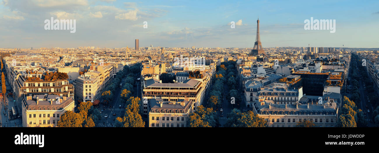 Paris rooftop view skyline and Eiffel Tower panorama in France Stock Photo Alamy