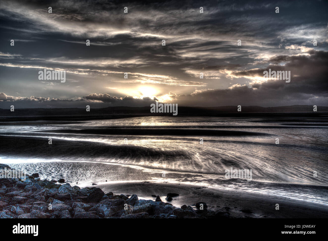 West Kirby Beach Wirral  HDR Sunset Stock Photo