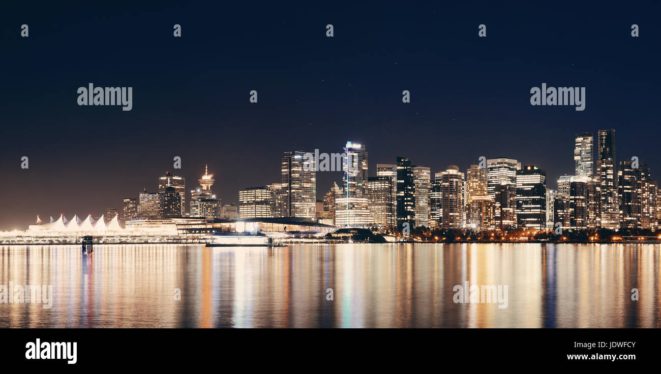 Vancouver city downtown architecture at night in Canada Stock Photo - Alamy