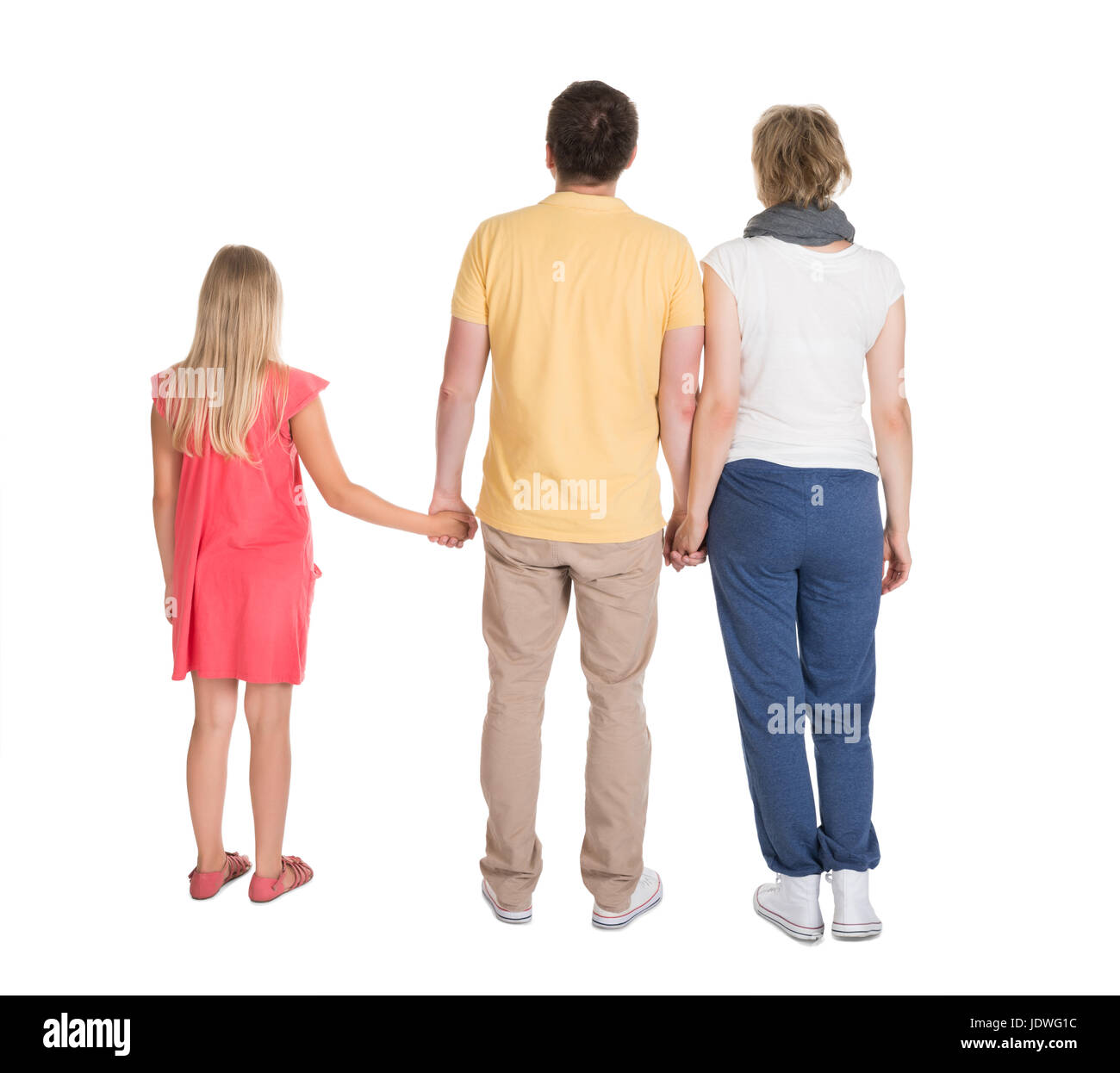 Rear View Of Family Standing. Isolated On White Stock Photo - Alamy