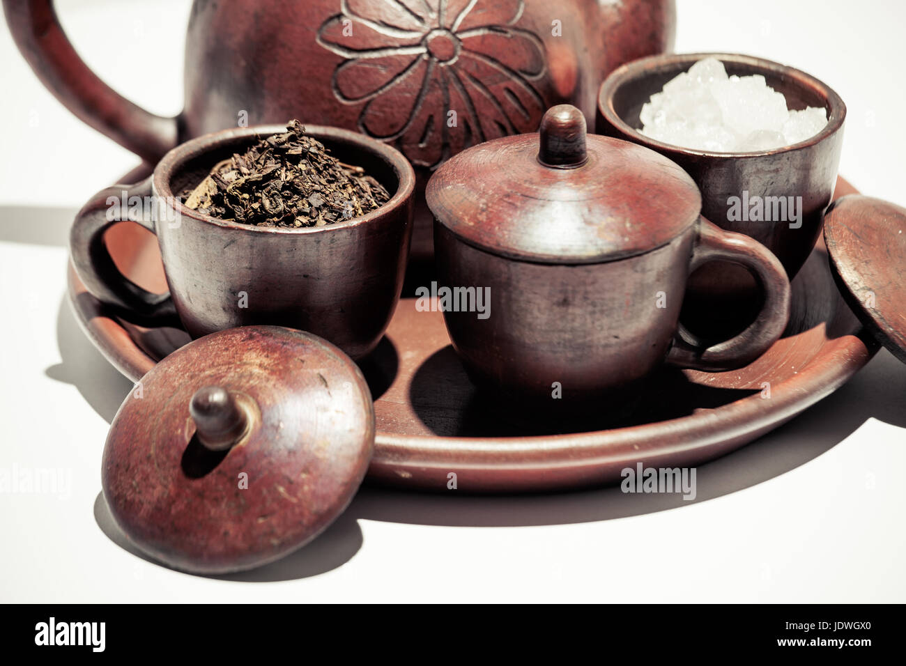 Poci pot or traditional Indonesian tea pot with ingredients