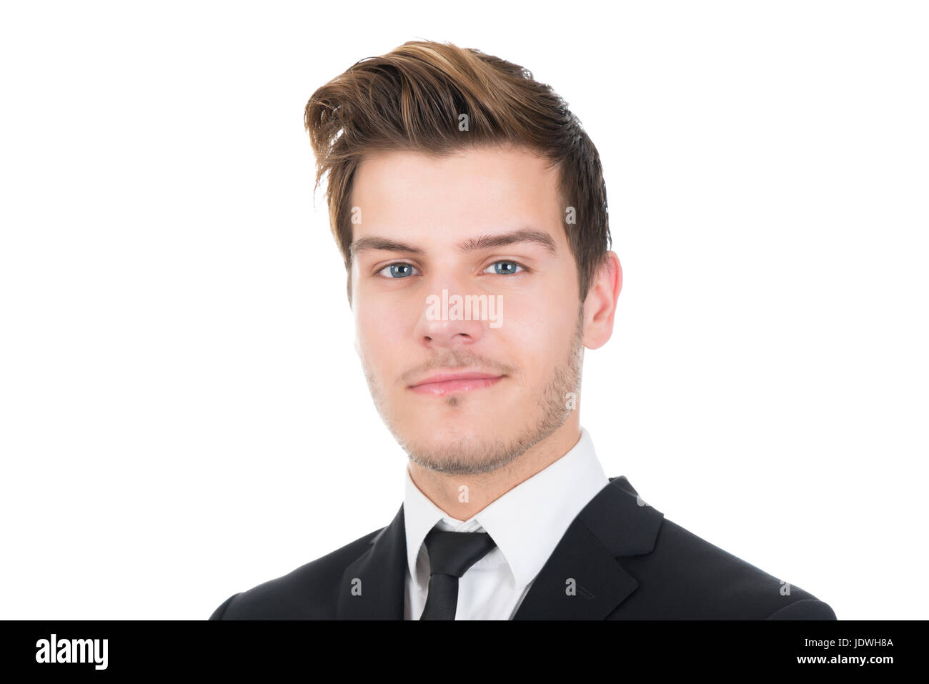 Portrait of confident young businessman isolated over white background ...