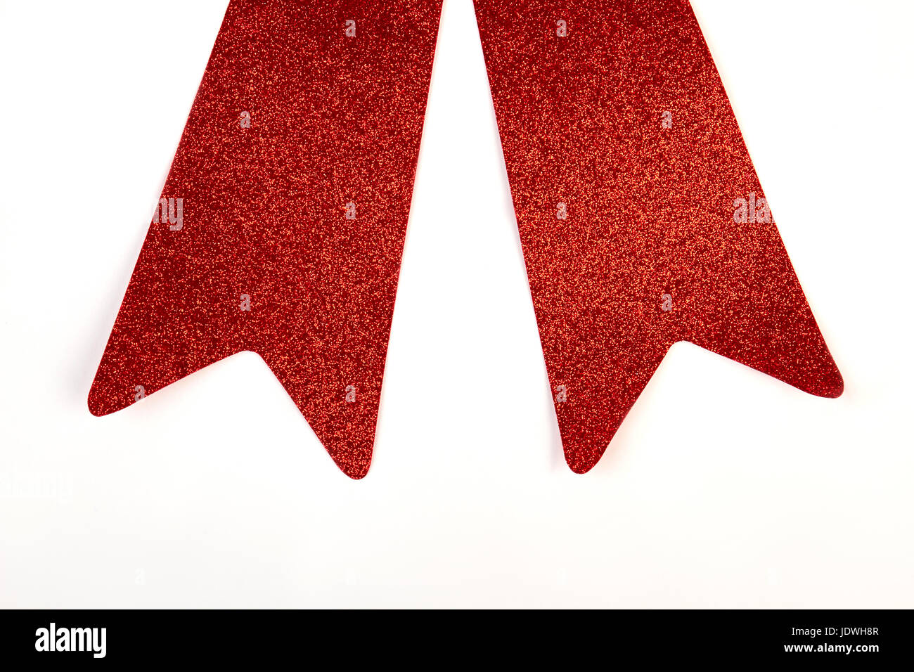 Two ribbon ends, white background Stock Photo Alamy