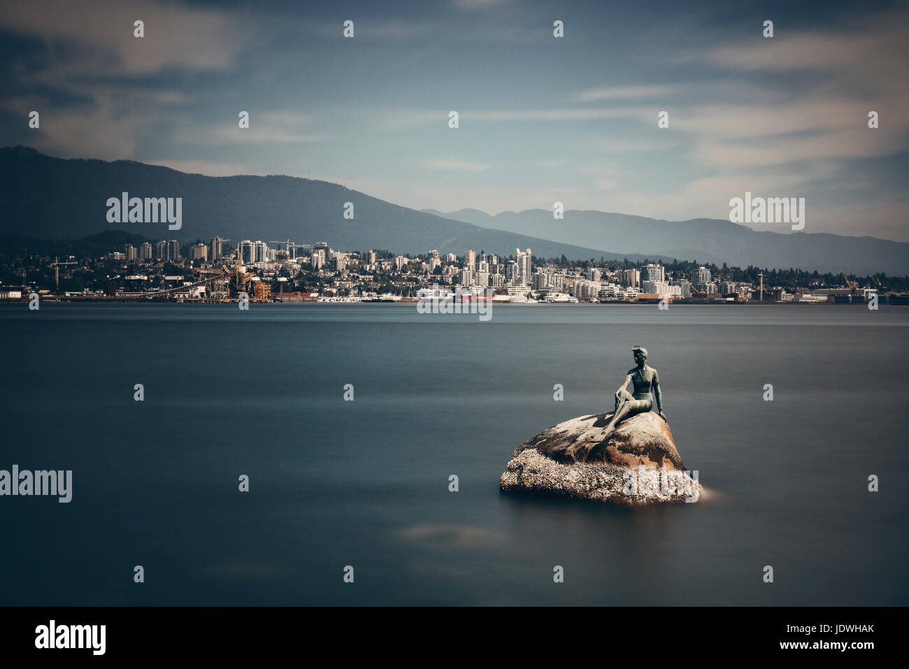 Girl in a Wetsuit sculpture in sea in Vancouver, Canada Stock Photo Alamy