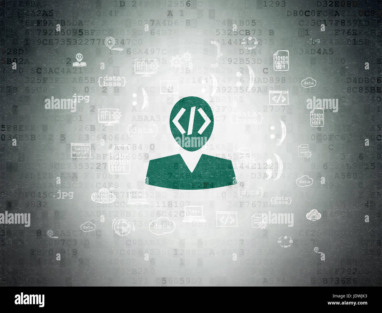 Programming concept: Programmer on Digital Data Paper background Stock ...