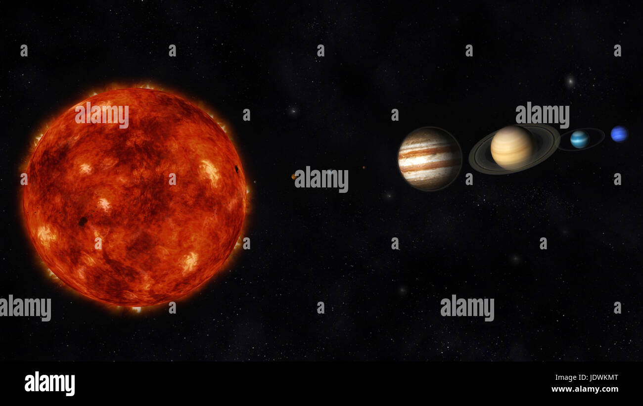 Digital Illustration of the Solar System Stock Photo