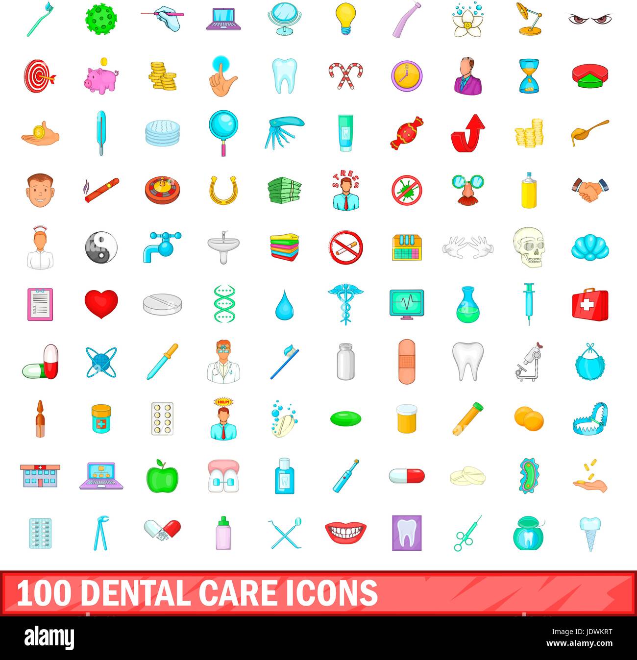 100 dental care icons set, cartoon style Stock Vector Image & Art - Alamy