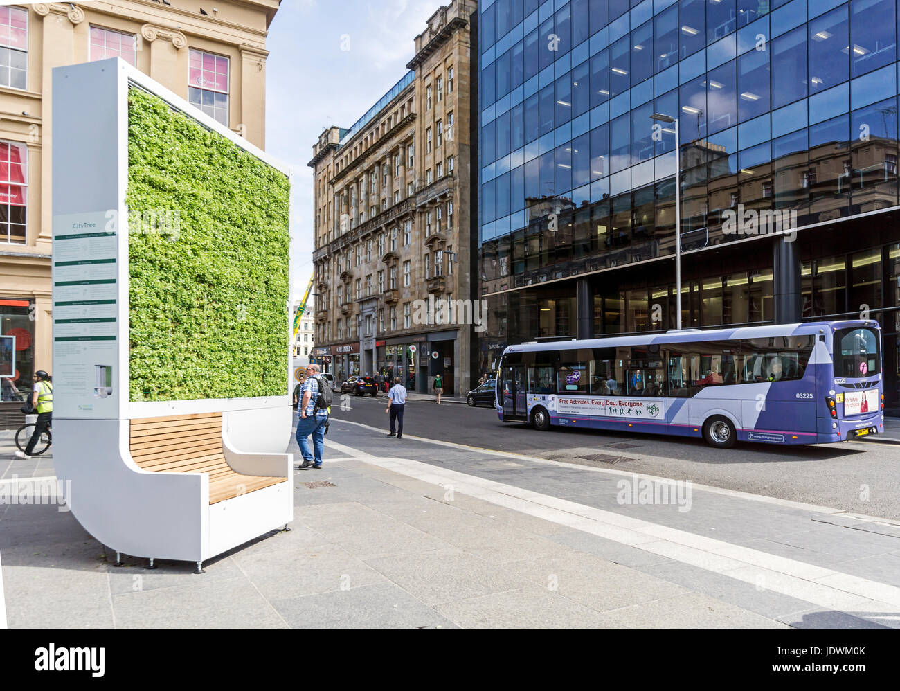 City tree by made by Green City Solutions installed on corner of Exchange Square and Queen Street in central Glasgow Scotland UK to reduce pollutants Stock Photo