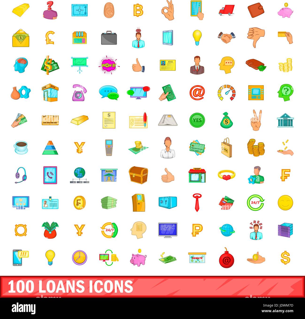 100 loans icons set, cartoon style Stock Vector Image & Art - Alamy