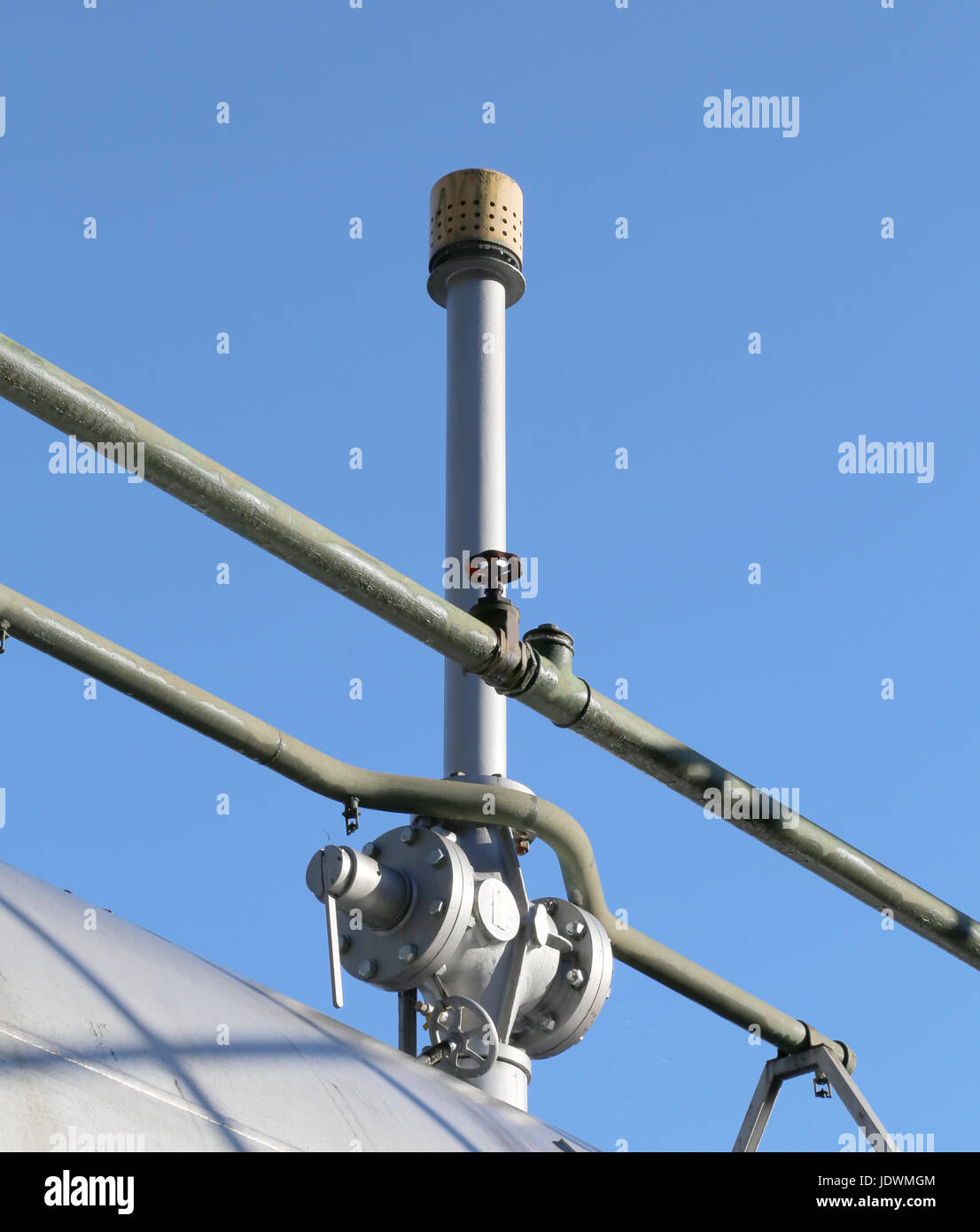 Detail of the vent valve of a natural gas tank in the industrial