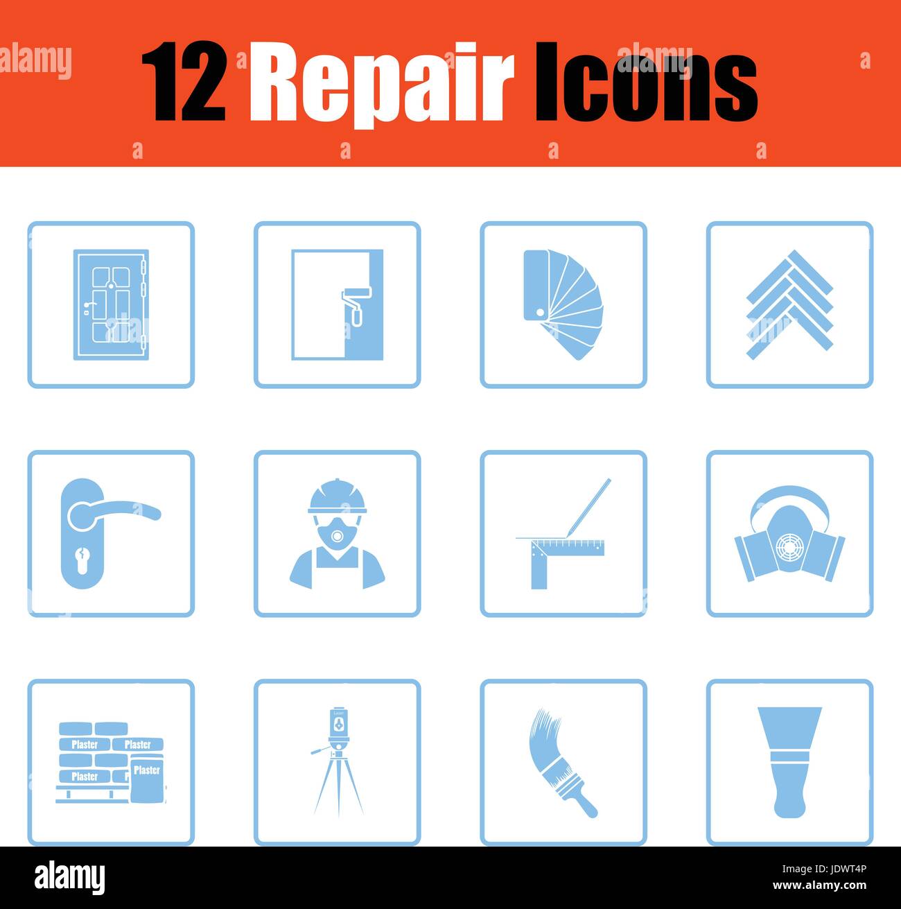 Set of flat repair icons. Blue frame design. Vector illustration Stock ...