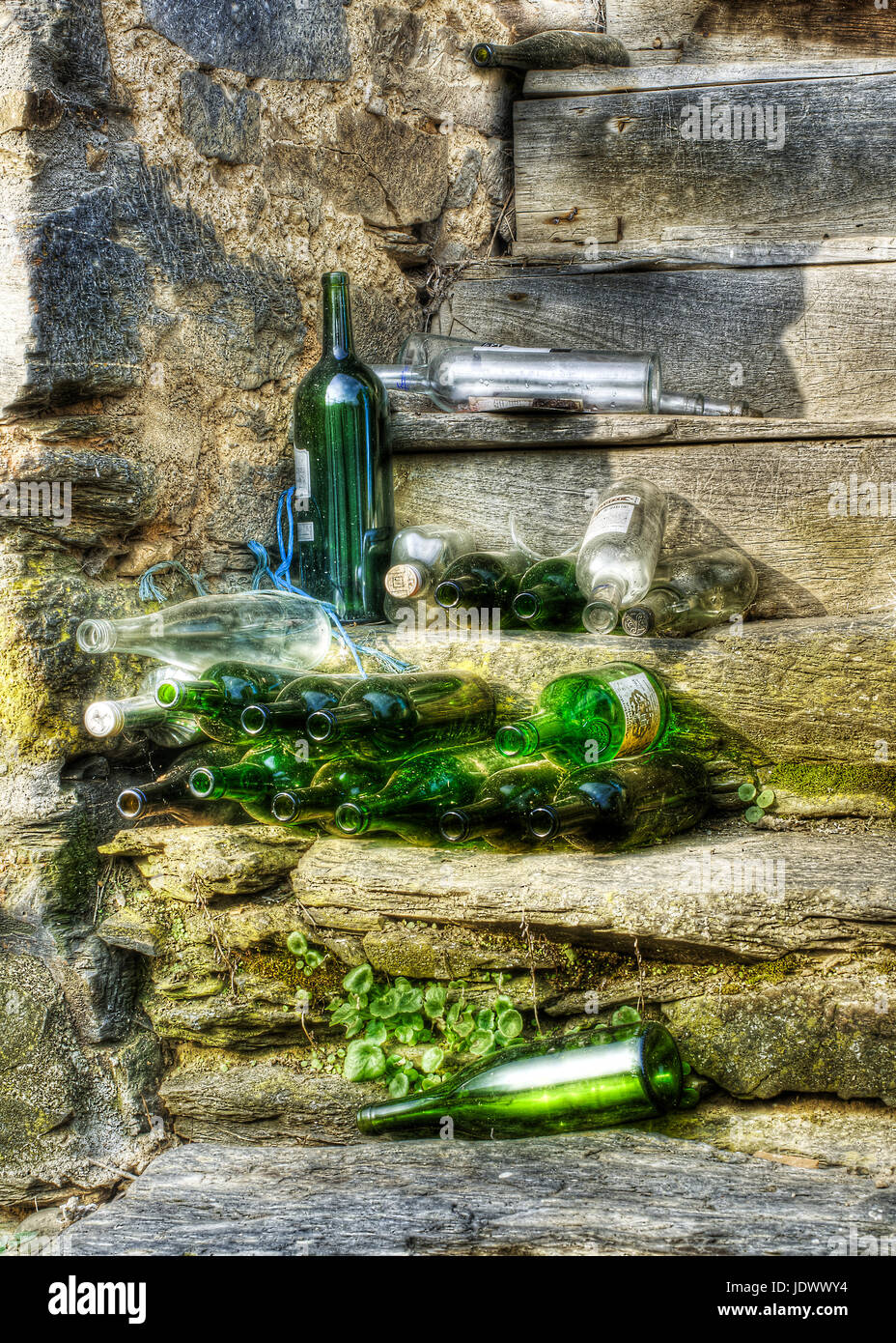 Empty wine bottles stacked hires stock photography and images Alamy