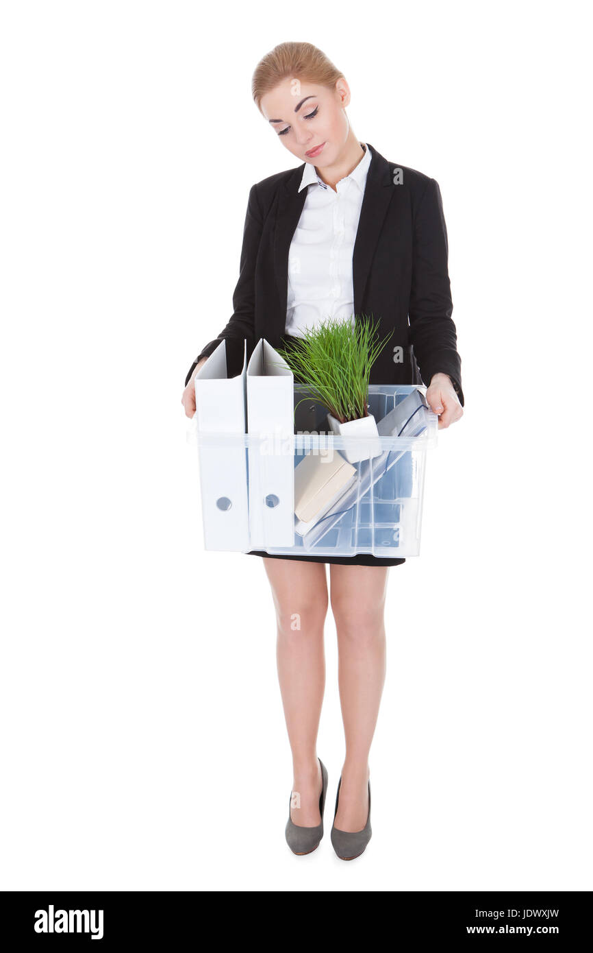 Portrait female office holding file Cut Out Stock Images & Pictures - Alamy
