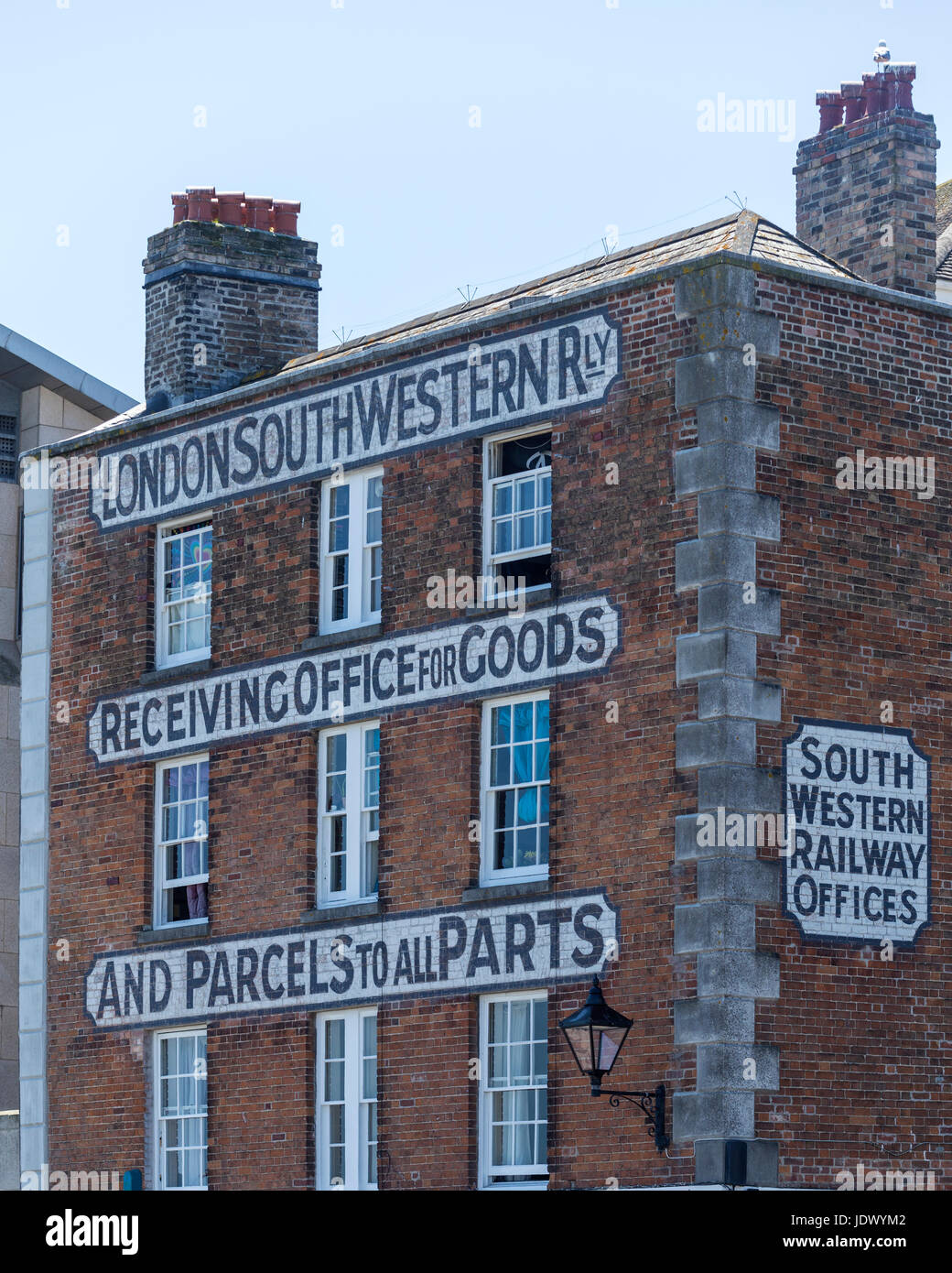 Old premises of the Receiving Office for Goods at the London South Western Railway, Plymouth, Stock Photo