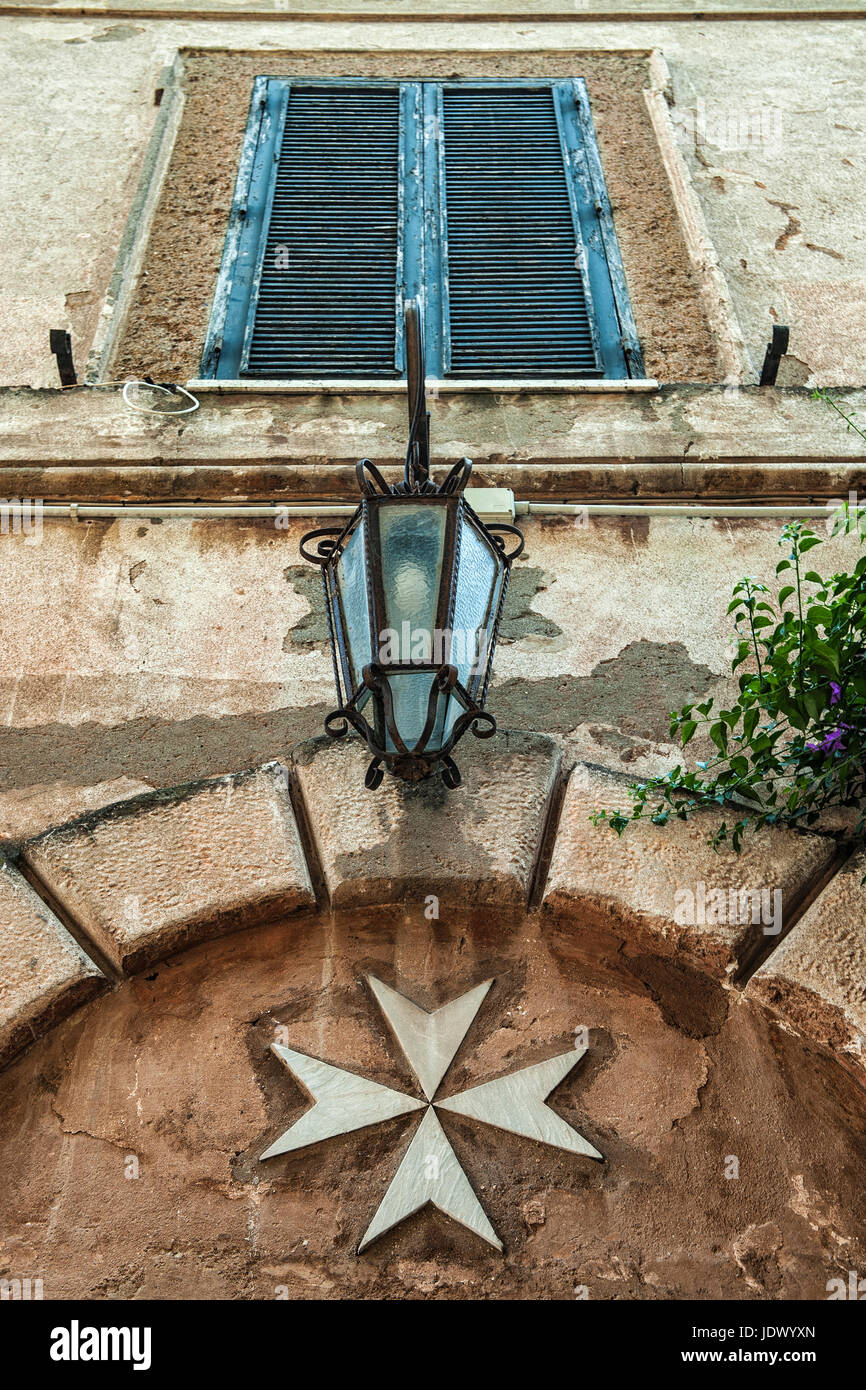 Details in the villa of Gran priorato di Roma del sovrano militare ordine di Malta, briefely Gran priorato di Roma, Rome, Italy Stock Photo