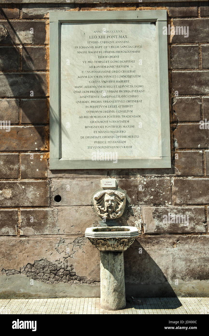 Details in the villa of Gran priorato di Roma del sovrano militare ordine di Malta, briefely Gran priorato di Roma, Rome, Italy Stock Photo