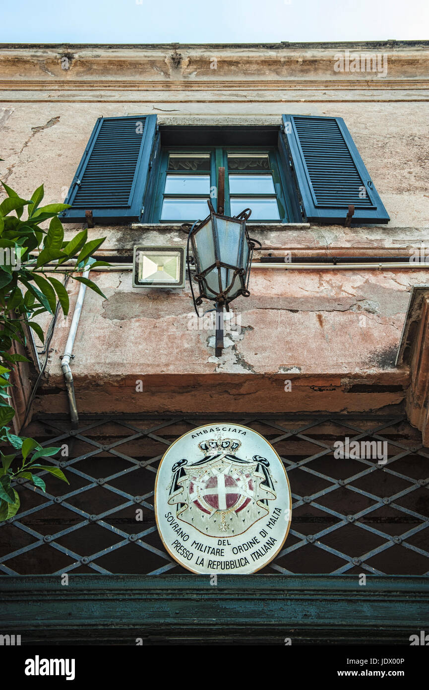 Details in the villa of Gran priorato di Roma del sovrano militare ordine di Malta, briefely Gran priorato di Roma, Rome, Italy Stock Photo