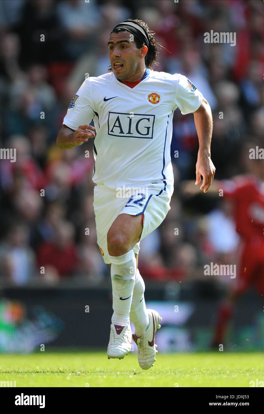 CARLOS TEVEZ MANCHESTER UNITED FC ANFIELD LIVERPOOL ENGLAND 13 September 2008 Stock Photo