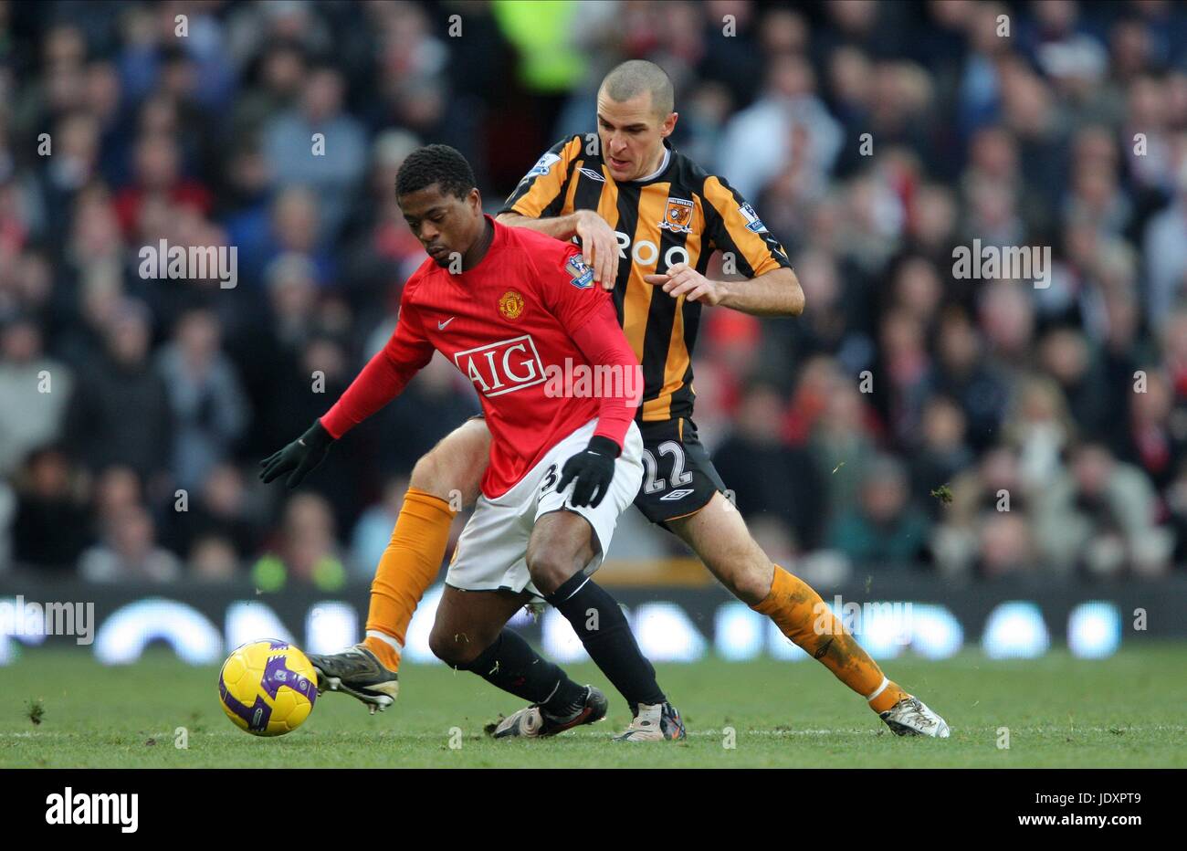 PATRICE EVRA & DEAN MARNEY MANCHESTER UNITED V HULL CITY OLD TRAFFORD MANCHESTER ENGLAND 01 November 2008 Stock Photo